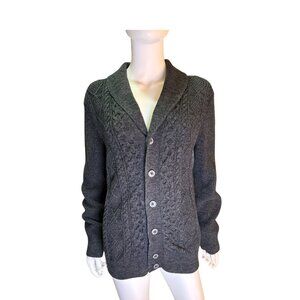 Gap Womens Gray Cable Knit Cardigan Sweater Size Small Winter 100% Cotton EUC